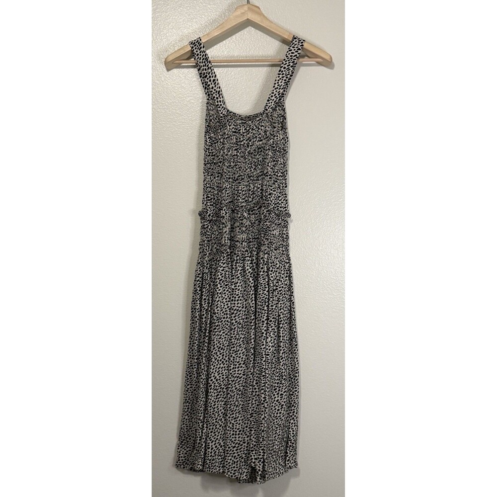 J. Crew Smocked Midi Dress Spot Print Size Small Animal Print Modern Neutral - Picture 2 of 7
